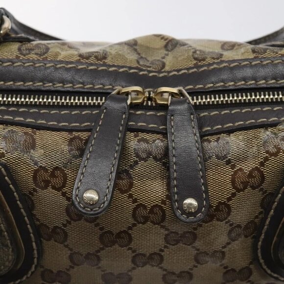GUCCI GG Crystal Hand Bag Coated Canvas Brown Gold 223962 Auth 130181 - Picture 9 of 15